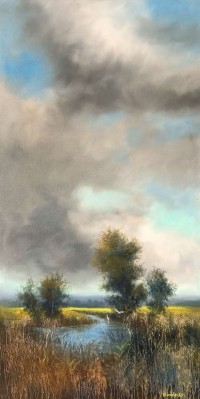 Tahir Bilal Ummi, 18 x 36 Inch, Oil on Canvas, Landscape Painting, AC-TBL-120 Tahir Bilal Ummi, 18 x 36 Inch, Oil on Canvas, Landscape Painting, AC-TBL-120